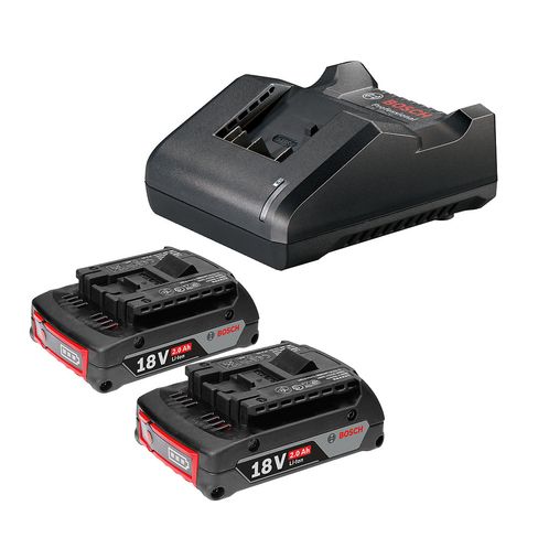 Kit Bosch 2 Baterías 18V 2,0 Ah y Cargador GAL 18V-20 Bivolt 18V