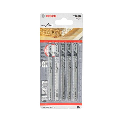 Hoja de calar T101B Bosch Clean for wood 5 piezas